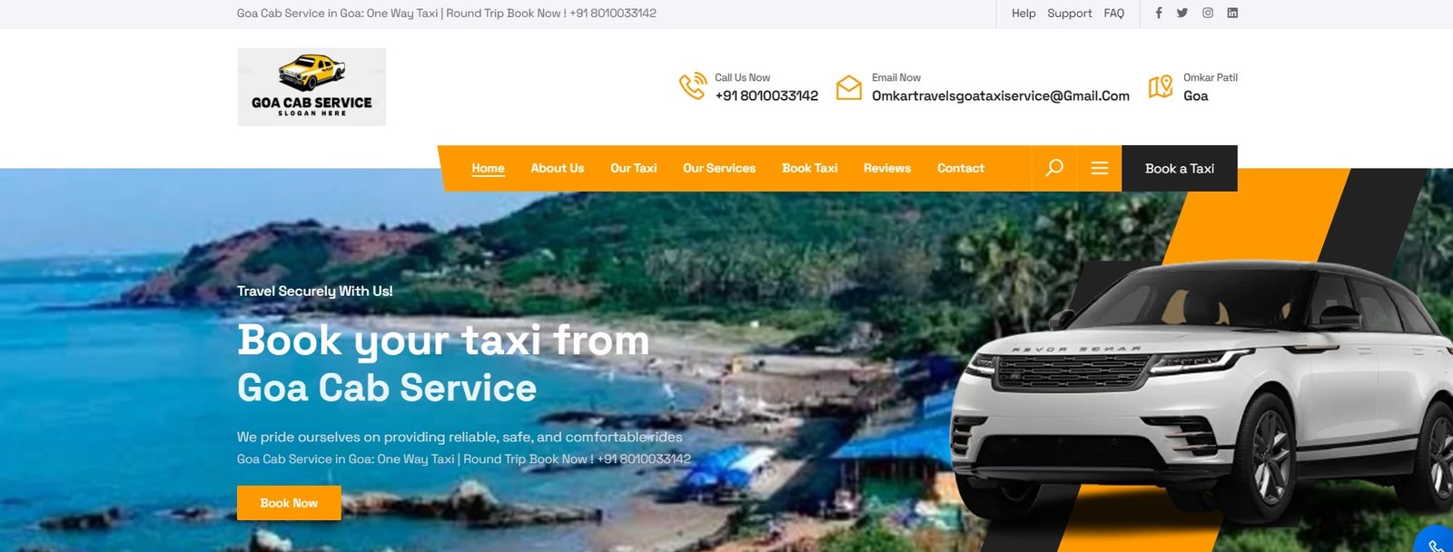 Best Taxi Service in Goa Website Screenshot