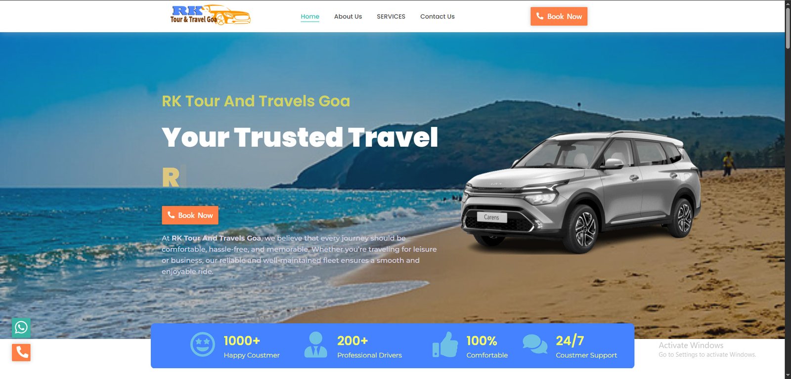 RK Tour and Travels Goa Website Screenshot